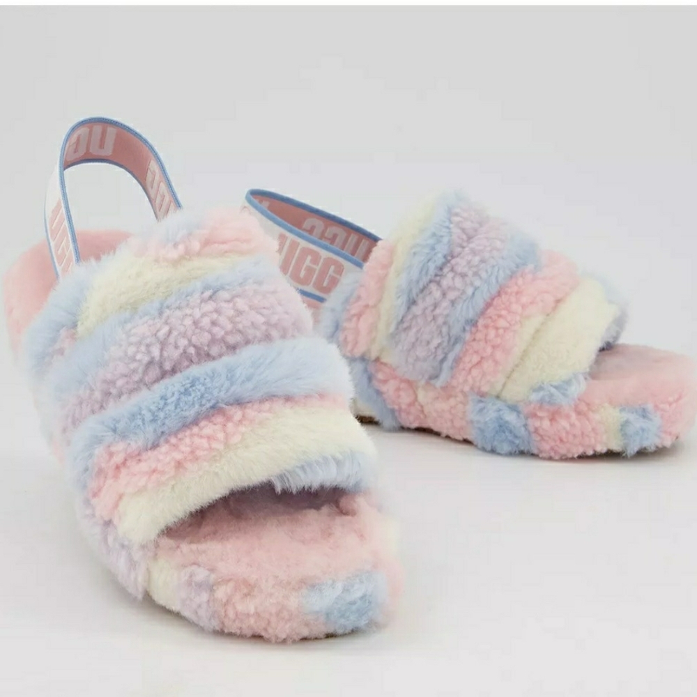 Ugg Fluff Yeah Slides - Pride Stripes